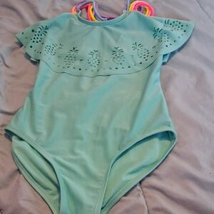 Cat & Jack Girls' Size 7/8 Teal One-Piece Swimsuit